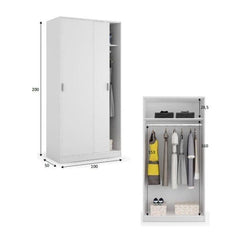 Hansen White Small Narrow Sliding 2 Door Wardrobe