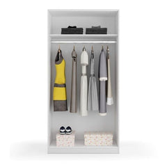 Hansen White Small Narrow Sliding 2 Door Wardrobe