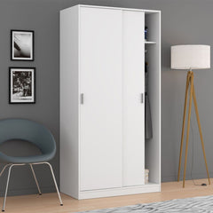 Hansen White Small Narrow Sliding 2 Door Wardrobe