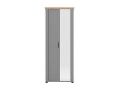 Havertz Grey And Artisan Oak Slim Narrow Shallow Depth Mirrored Wardrobe