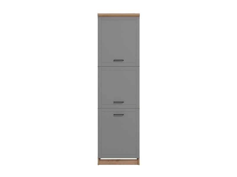 Hudson Grey And Oak Effect Tall 60cm 3 Door Kitchen Larder Unit Pantry Cupboard