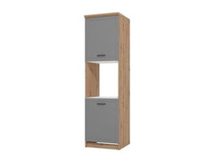 Hudson Grey And Oak Effect Tall 60cm 3 Door Kitchen Larder Unit Pantry Cupboard