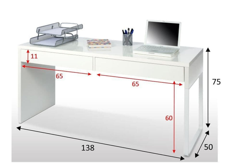 Kuba Artic White Desk With Drawers