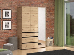 Kyoto Artisan Oak Effect 3 Door 3 Drawer Mirrored Wardrobe
