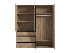 Kyoto Artisan Oak Effect 4 Door 3 Drawer Mirrored Wardrobe