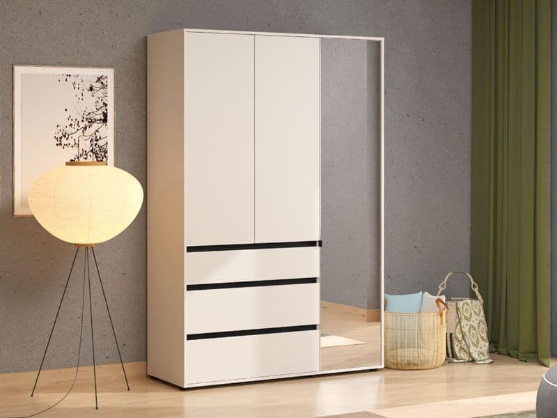 Kyoto Cashmere 3 Door 3 Drawer Mirrored Wardrobe