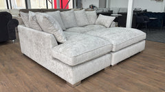 Chiswick Fabric Left/Right Hand Pillow Back Corner Sofa and Footstool
