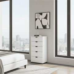 Limone Arctic White Narrow 5 Drawer Chest