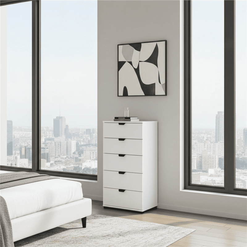 Limone Arctic White Narrow 5 Drawer Chest