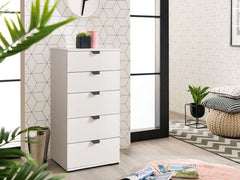Limone Arctic White Narrow 5 Drawer Chest