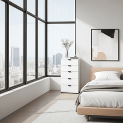 Limone Arctic White Narrow 5 Drawer Chest