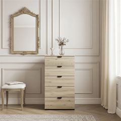 Limone Oak Effect Narrow 5 Drawer Chest