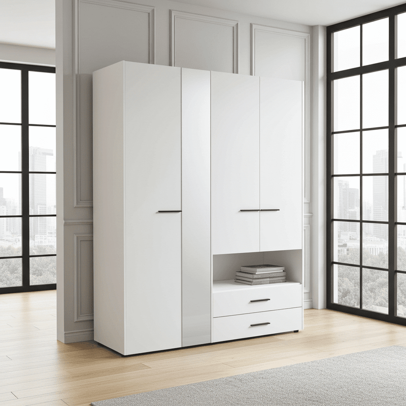 Limone White 4 Door Wardrobe
