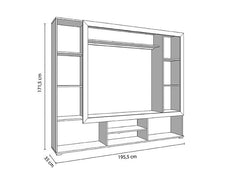 Lucerne Grey Oak Effect And Black Entertaiment Unit Wall TV Cabinet