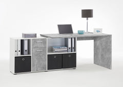 Luiz Concrete Grey and White Corner Desk