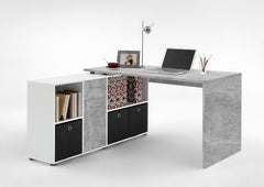 Luiz Concrete Grey and White Corner Desk