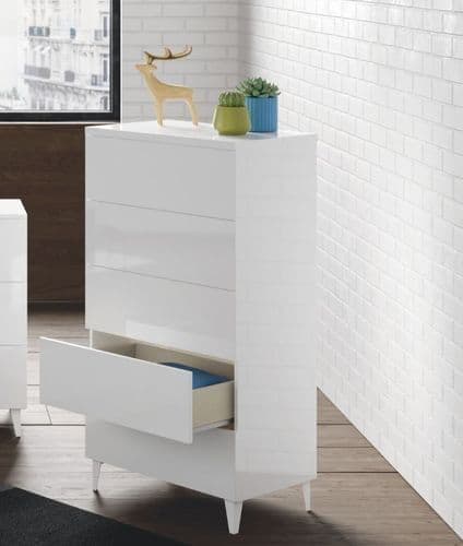 Madrid White Gloss Tall Chest Of Drawers