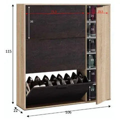 Marcos Oak Effect And Oxido Dark Brown Shoe Cabinet with 4 Doors