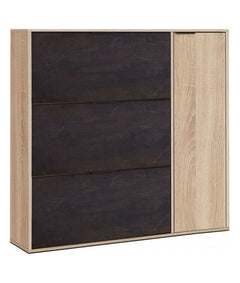 Marcos Oak Effect And Oxido Dark Brown Shoe Cabinet with 4 Doors