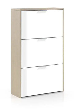 Marvin White And Oak Effect Shoe Cabinet