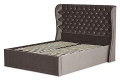 Wide Wing Bed Frame With Ottoman Gas Lift Storage Option Low End