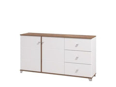 Merlot White Gloss And Warm Oak Effect Sideboard