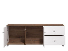 Merlot White Gloss And Warm Oak TV Unit Cabinet
