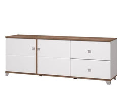 Merlot White Gloss And Warm Oak TV Unit Cabinet