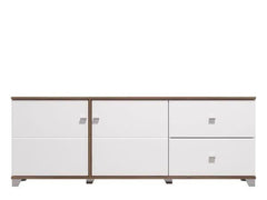 Merlot White Gloss And Warm Oak TV Unit Cabinet