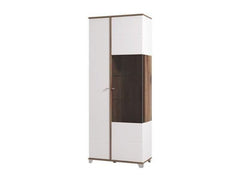 Merlot White High Gloss And Oak Effect Display Cabinet