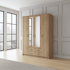 Miami Sonoma Oak Effect 4 Door 2 Drawer Wardrobe