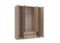 Miami Sonoma Oak Effect 4 Door 2 Drawer Wardrobe