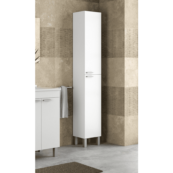 Milano Tall Narrow Bathroom Cupboard White Gloss