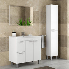 Milano Tall Narrow Bathroom Cupboard White Gloss