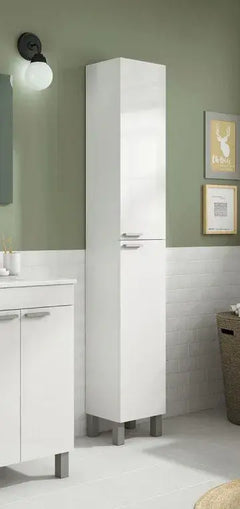 Milano Tall Narrow Bathroom Cupboard White Gloss