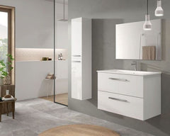 Milano White Gloss 2 Door Wall Mounted Floating Bathroom Storage Cupboard