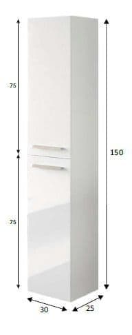 Milano White Gloss 2 Door Wall Mounted Floating Bathroom Storage Cupboard