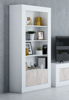 Montreal White And Wood Effect Tall Bookcase