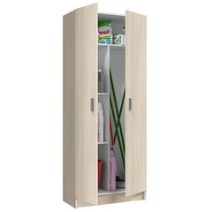 Multi Tall Oak Effect 2 Door Utility Universal Storage Cupboard