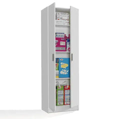 Multi Tall White 2 Door Shoe Storage Utility Cupboard