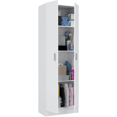 Multi Tall White 2 Door Shoe Storage Utility Cupboard