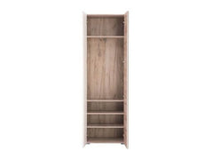 Myra White Gloss And Oak Effect Mirrored Narrow Wardrobe