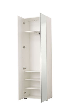 Myra White Mirrored Narrow Wardrobe