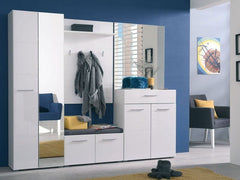 Myra White Mirrored Narrow Wardrobe