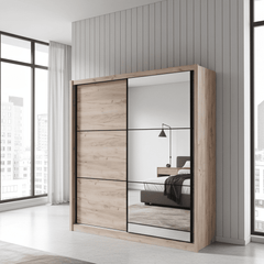 Navara Oak Effect Sliding Door Wardrobe 215cm
