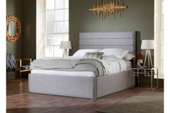 Lotus Bed Frame With Gas Lift Storage Ottoman Option - Stylish Upholstered