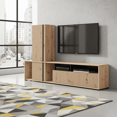 Norrvik Artisan Oak Effect Slatted TV Entertainment Unit
