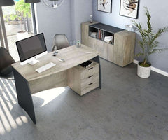 Oris Oak and Grey Large Desk With Drawers