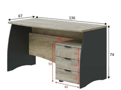 Oris Oak and Grey Large Desk With Drawers
