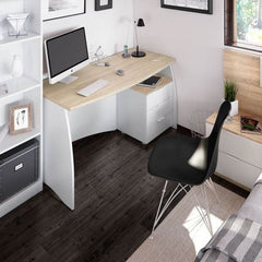 Oris White And Oak Effect Large Desk With Drawers